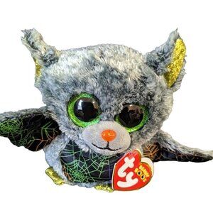 Ty Beanie Boos - VLAD the Bat 5" Green glitter eyes gray‎ Halloween plush toy